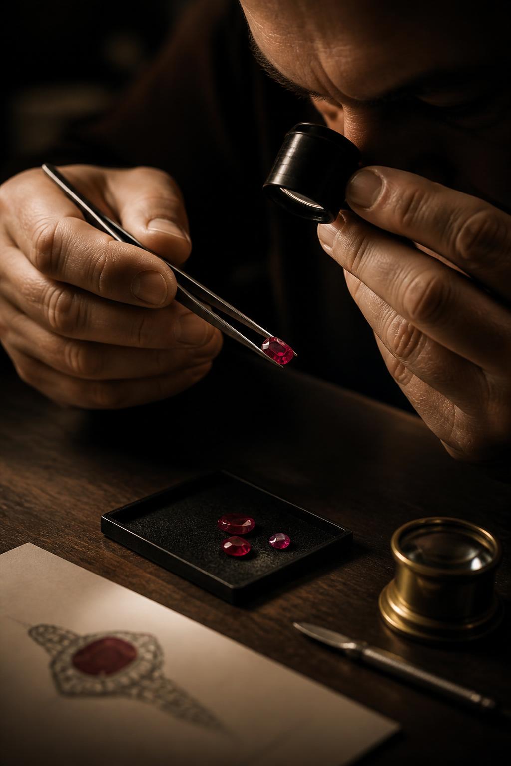 A gemmologist at work